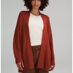 LULULEMON | Merino wool-blend rib long wrap sweater size 4 color cayenne